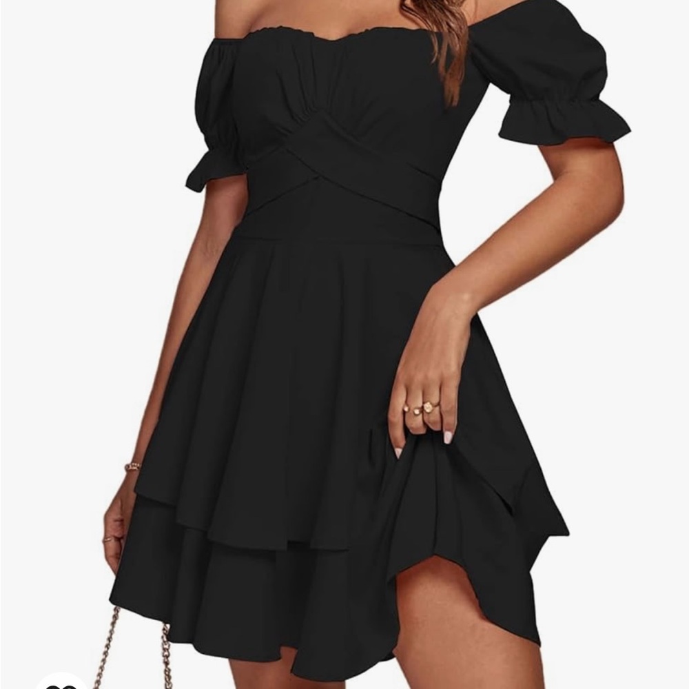 Off shoulder, short sleeve mini dress